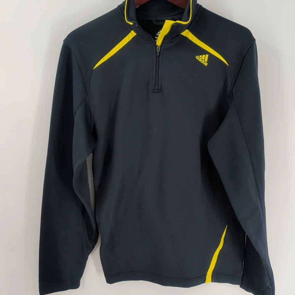 Adidas Quarter Zip Stand Collared Outdoor Pullover Sweatshirt Navy Blue‎ Size M